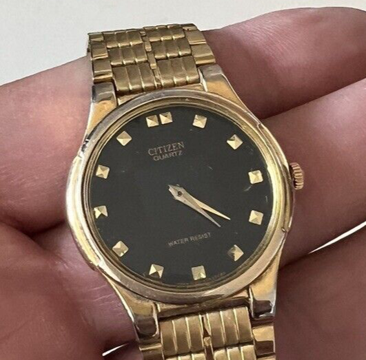 🔴 CITIZEN orologio uomo dorato GN0 S6100S5779 quarzo con scatola vintage