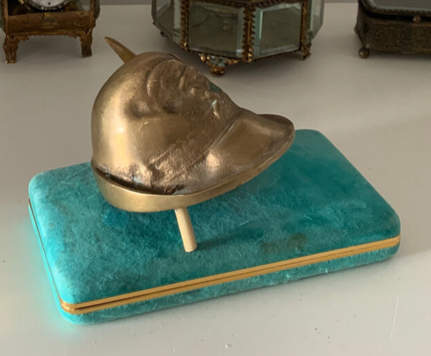 🔴 ALPINE Briefbeschwerer, massive Bronzeskulptur, dreidimensionale Vintage-Schreibtischfigur 