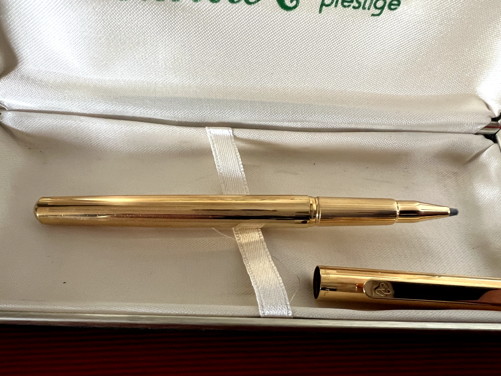 Elmitex Stylo-Plume Sphère By Montegrappa Plaqué Or Avec Boîte Vintage