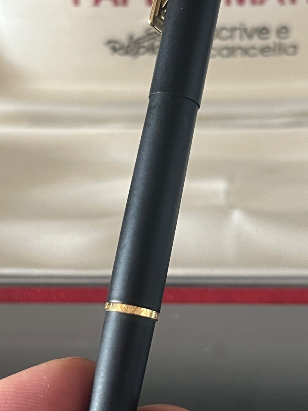 🔴 PAPERMATE penna sfera EPOXY in lacca nera profili dorati scatola vintage