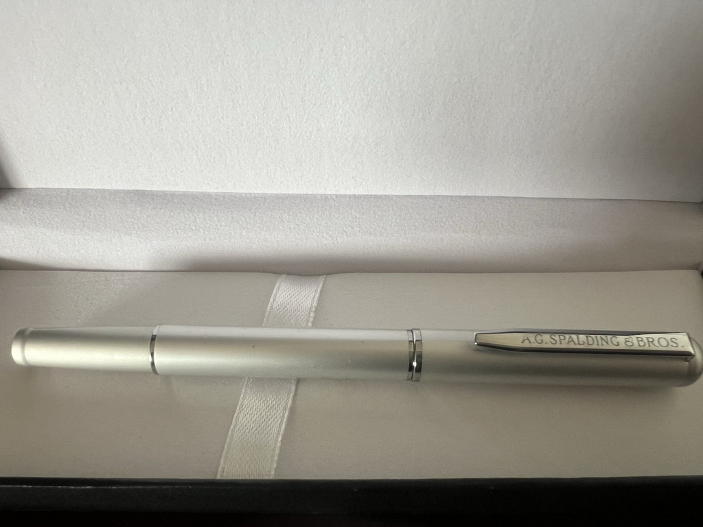 🔴 A.G. SPALDING & BROS penna stilografica RF lacca cromata satinata pennino F