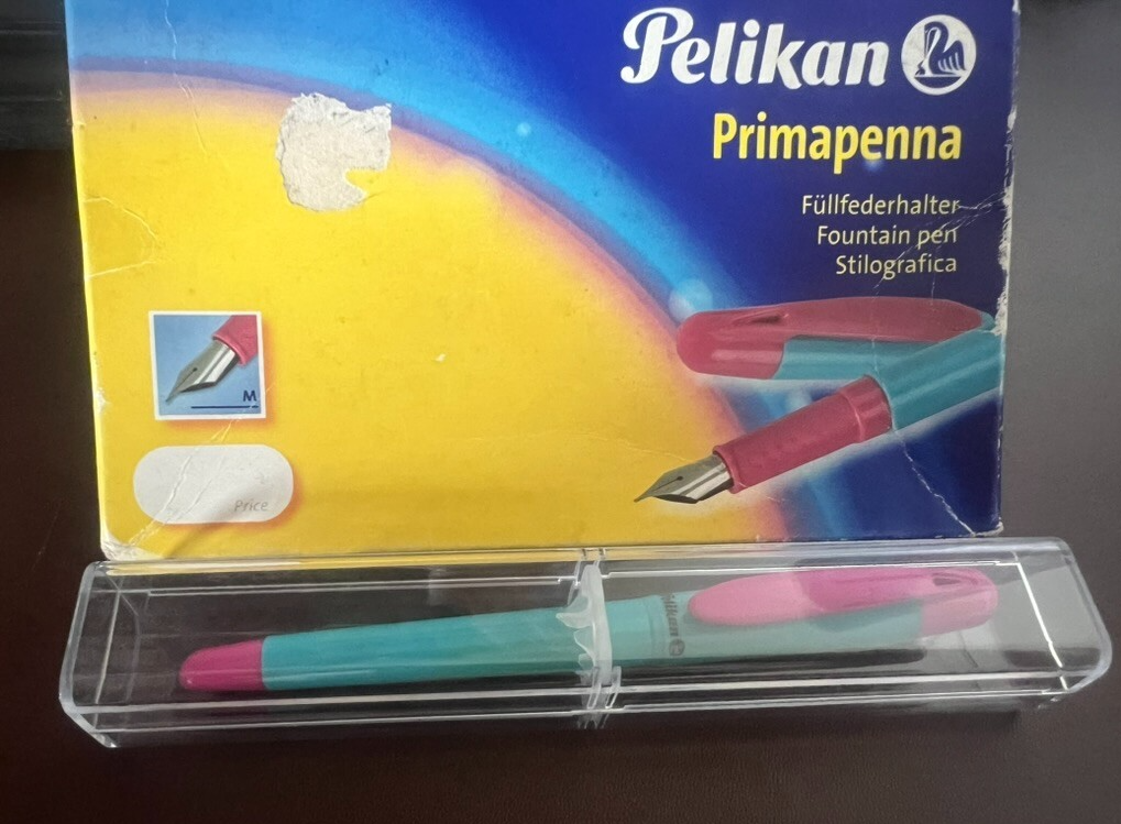 🔴 PELIKAN Primapenna Füllfederhalter, blau-rosa, unbenutzt, Größe M, Vintage 
