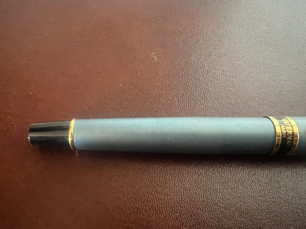 🔴 WATERMAN penna stilografica Emisphere lacca azzurra pennino M e cartucce CP