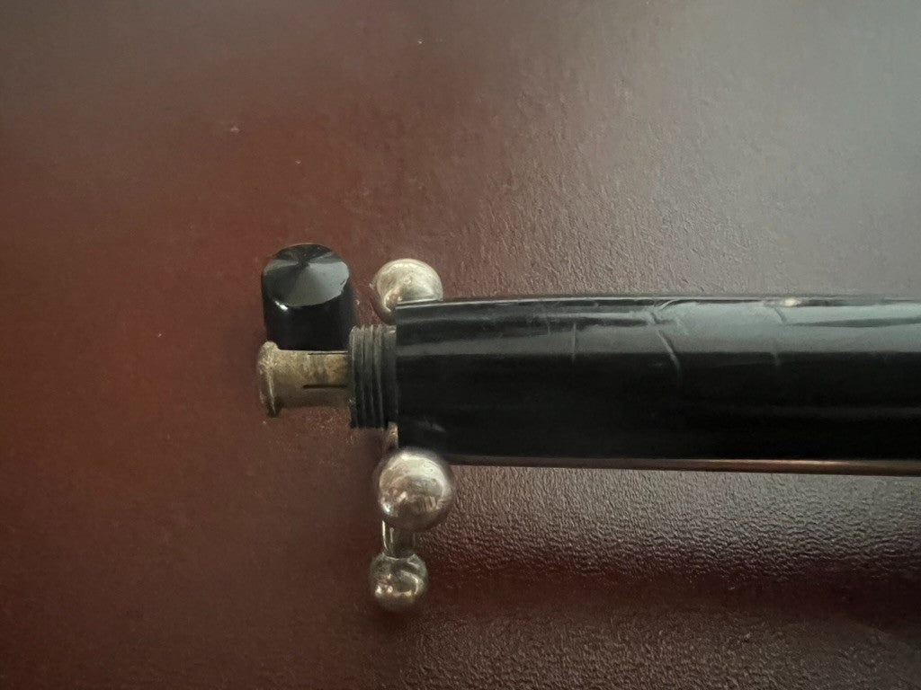 🔴 Penna stilografica celluloide nera pulsante di fondo italiana vintage