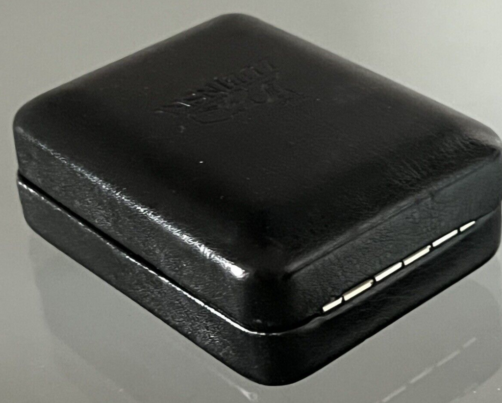 🔴 LUBINSKI scatola accendino pelle nera con garanzia misura interna 3,5x6,5 cm