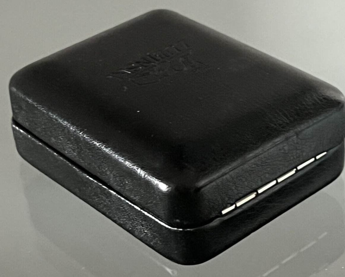 🔴 LUBINSKI scatola accendino pelle nera con garanzia misura interna 3,5x6,5 cm