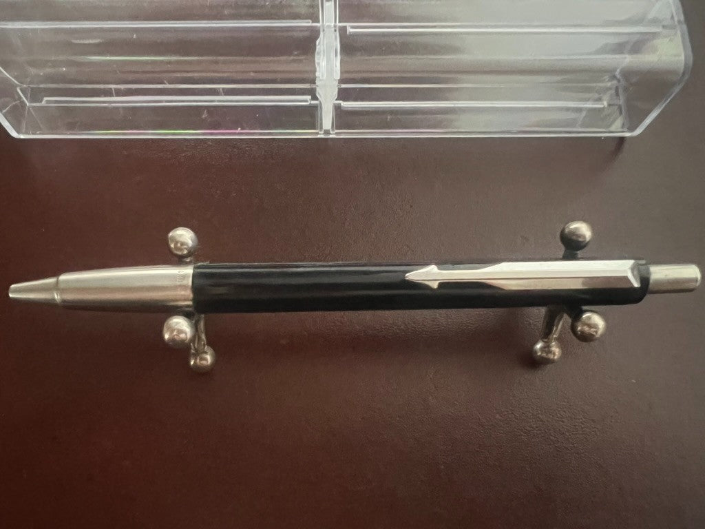 🔴 PARKER penna sfera Vector nero cromata pulsante a scatto scrive vintage