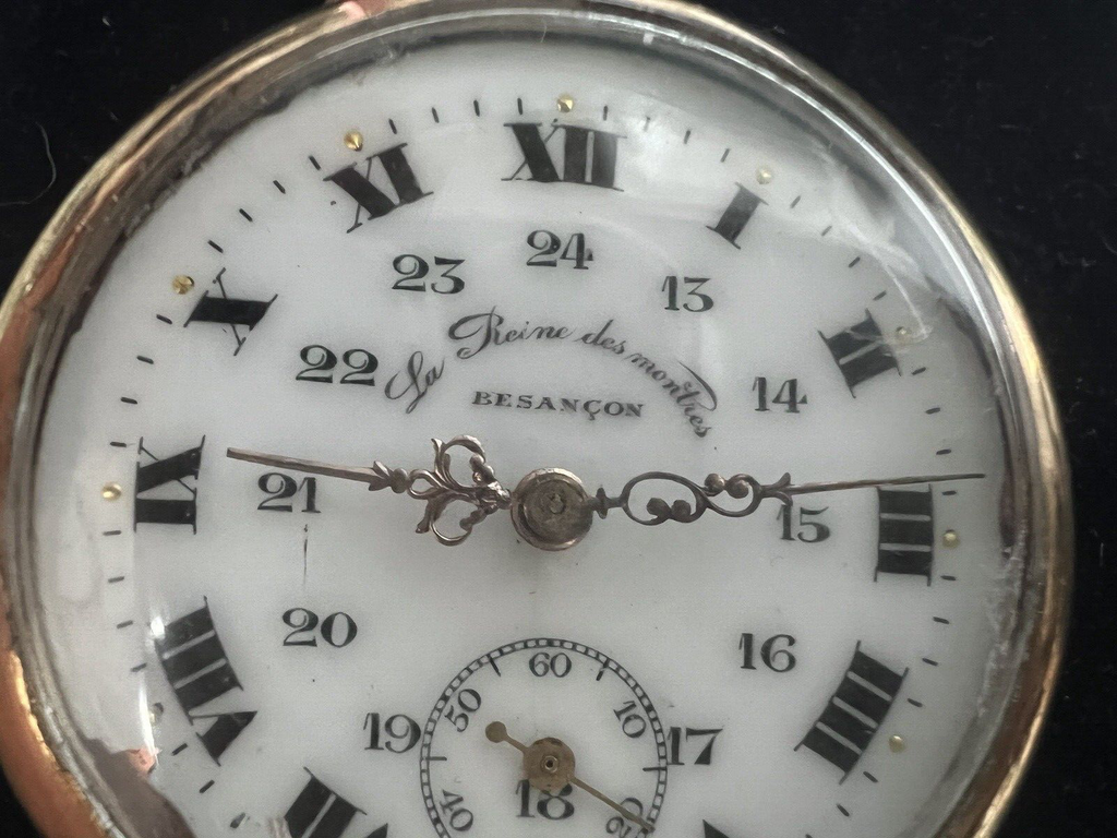 Montre Poche Homme LA REINE DES MONTRES Besancon Manuel Laminé Or