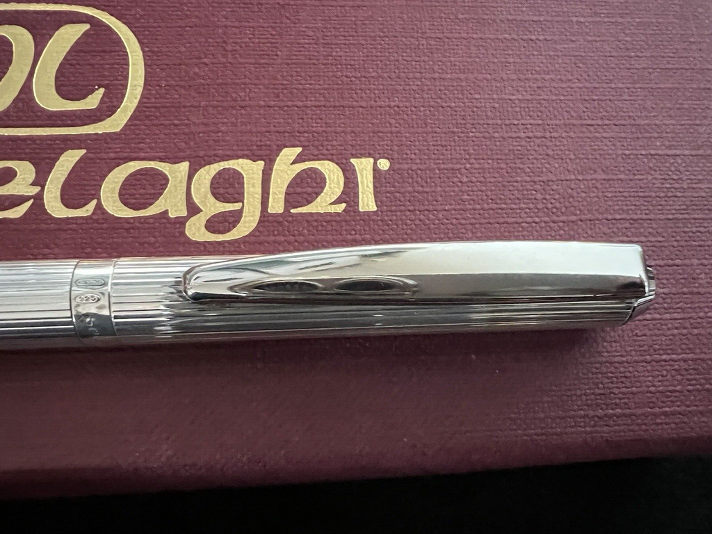 Settelaghi Stylo-Plume Stylo à Plume Argent Massif 925 Rayé Cartouche Écrit 5