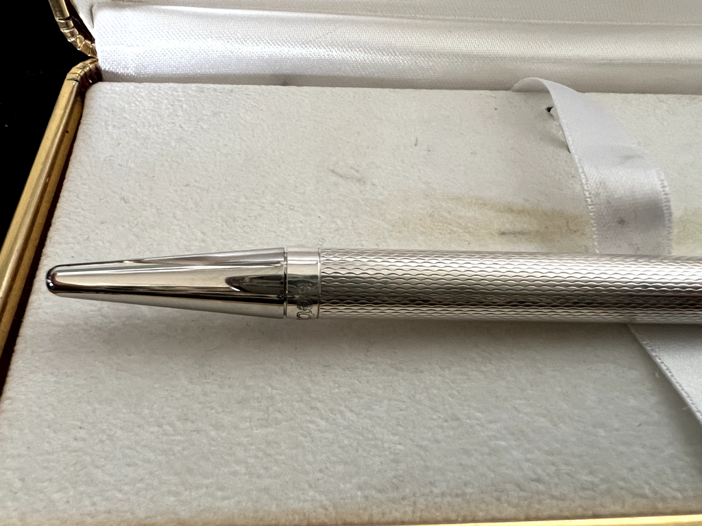 Settelaghi Stylo-Plume Sphère Argent 925 Massif Guillocchè Fenêtre Personnel 7