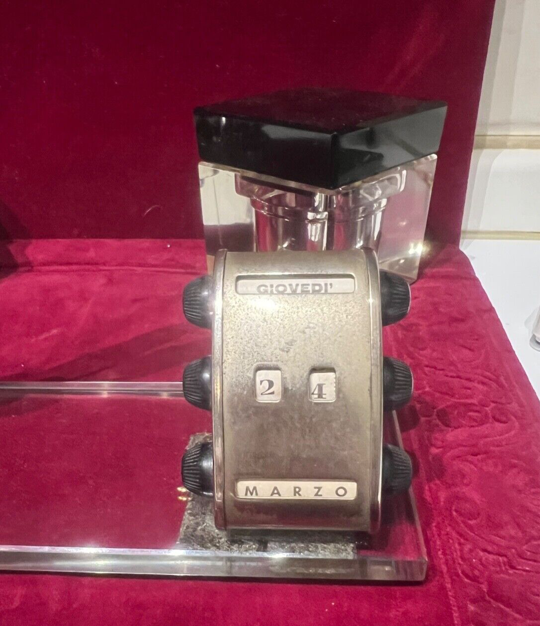 🔴 REFORM Kugelschreiber mit Sylophore-Basis, ewiger Kalender, Schreibtisch, Vintage-Glas 