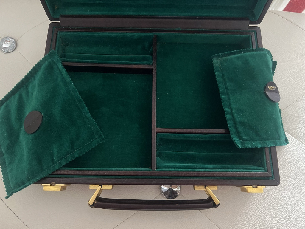 🔴 Valigia penne espositore portapenne pelle interno velluto 2 scomparti vintage