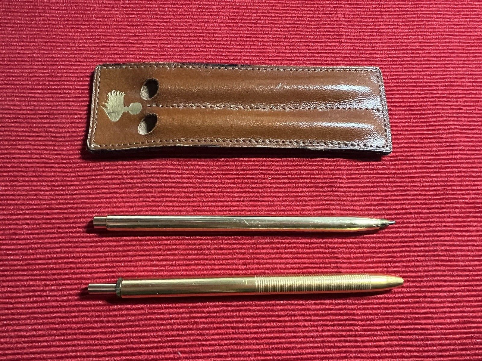 Carabinieri Stylo-Plume Sphère à Bouton + Portemine Crayon Dorées Scrivino Cru 