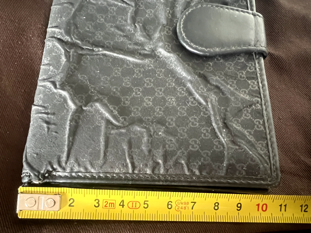 🔴 GUCCI portafoglio donna tessuto pelle nera tasca banconote ORIGINALE vintage
