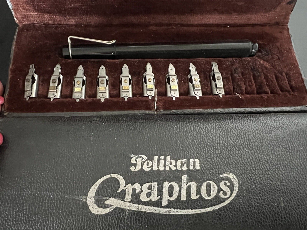 🔴 PELIKAN GRAPHOS penna stilografica con astuccio e pennini vintage