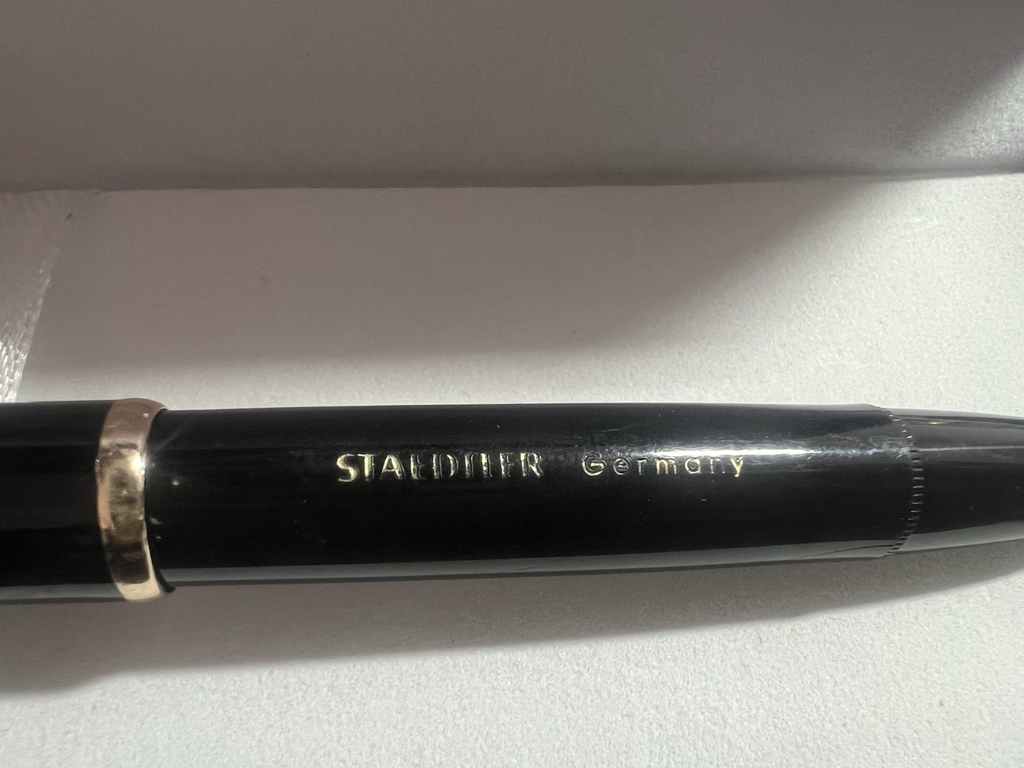 🔴 STAEDTLER penna stilografica PISTONE nera dorata pennino laminato oro vintage