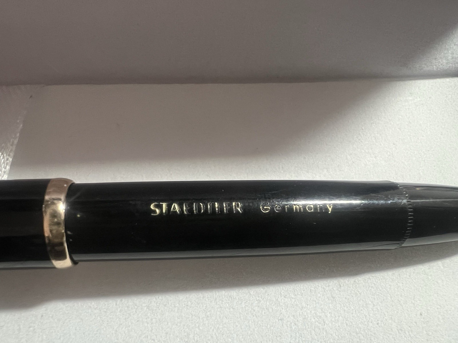 🔴 STAEDTLER penna stilografica PISTONE nera dorata pennino laminato oro vintage