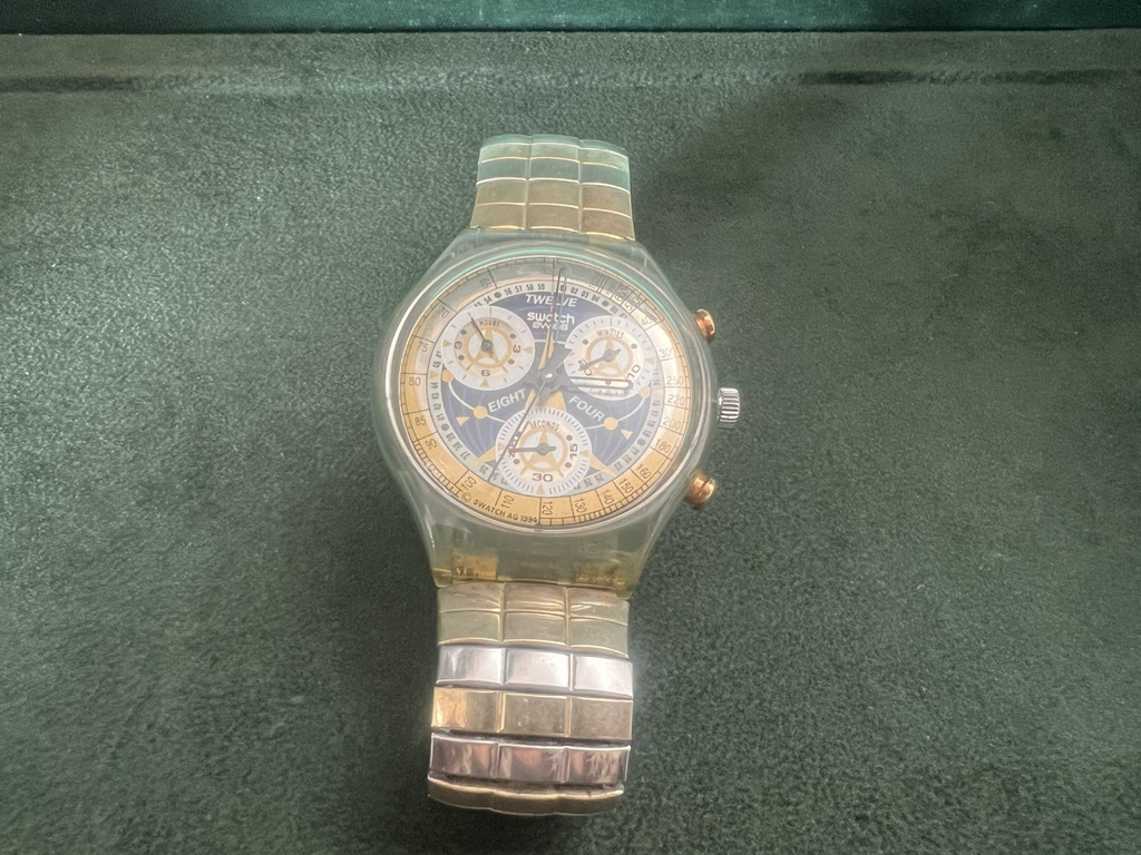 🔴 SWATCH orologio polso chrono LA REINE prochaine quarzo cinturino a molla