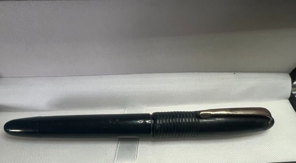 🔴 LIBERTY penna stilografica nera con pulsante di fondo scrive vintage 1950