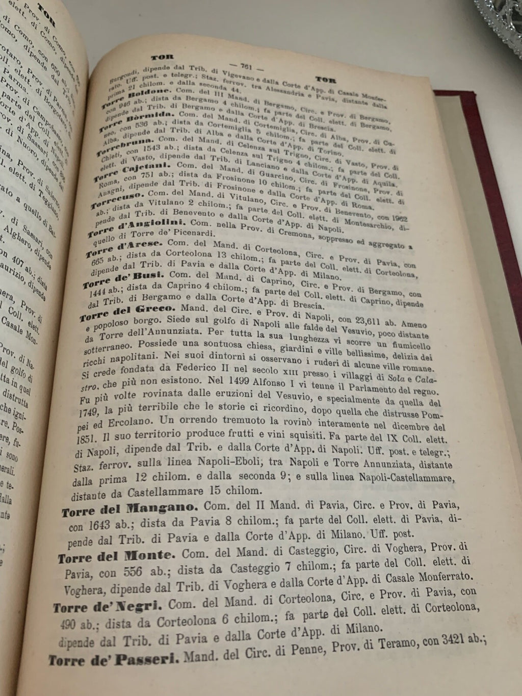 🔴 Book KINGDOM OF ITALY historical geographical dictionary Altavilla antique 1875 
