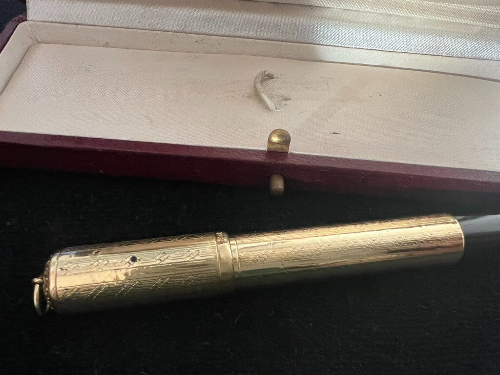 Red Columbus Retractable Engraved Fountain Pen Works Vintage 