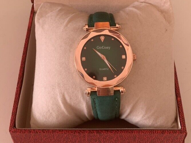 🔴 Orologio donna GOGOEY verde smeraldo e placcato oro rosa movimento al quarzo