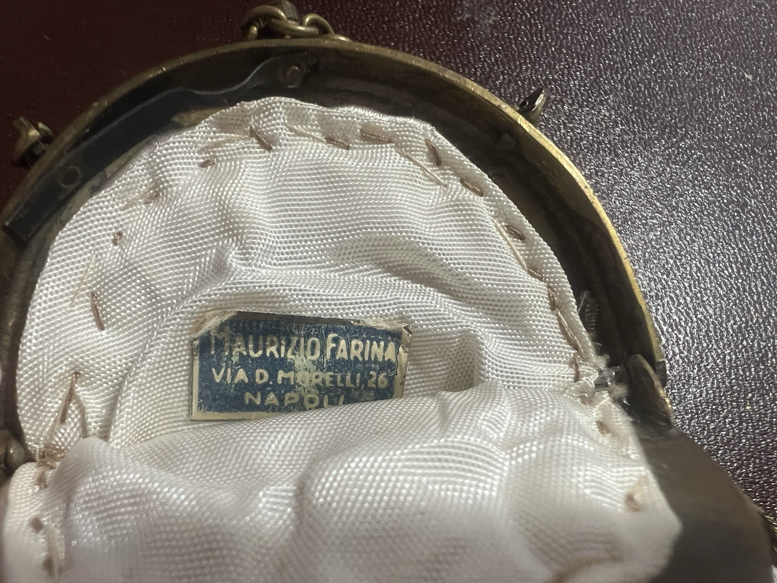 🔴 Portafoglio borsellino donna ricamato mano Farina NA vintage Belle Époque