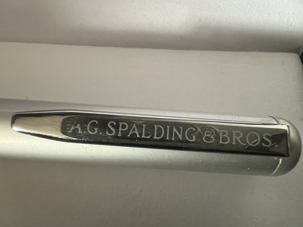 🔴 A.G. SPALDING & BROS penna stilografica RF lacca cromata satinata pennino F