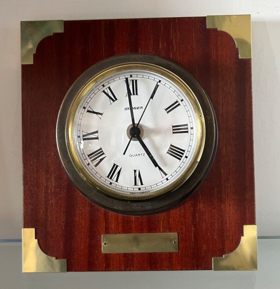 🔴 STAVER orologio parete muro barca metallo legno nautico oblò quarzo vintage