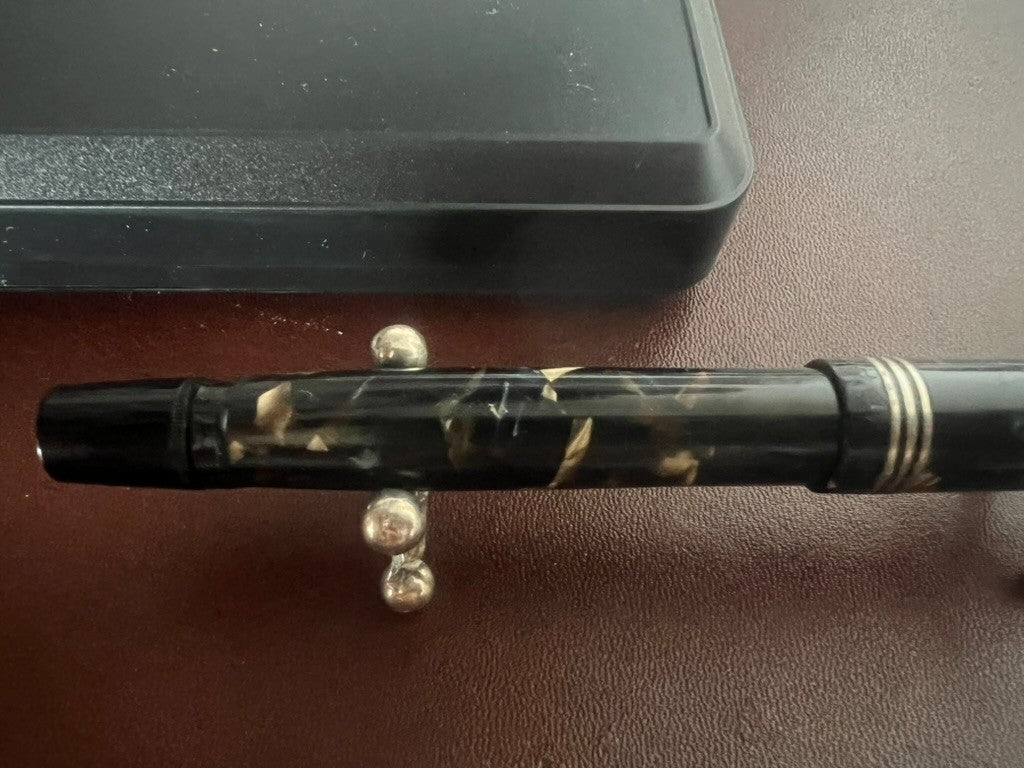 Elmo Pen Fountain Pen By Montegrappa Marbled Piston Marking Vintage