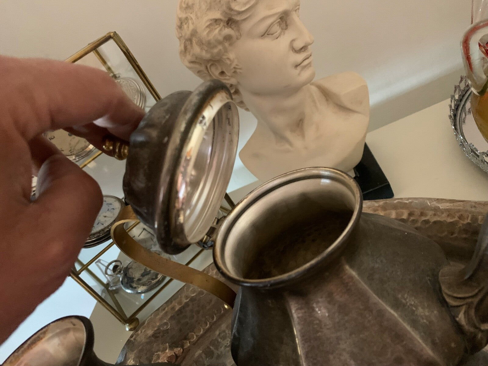 🔴 Servizio da the caffè RIBATTUTO A MANO in silver plated vintage