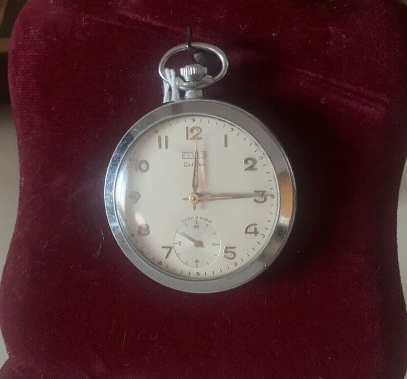🔴 ELVES orologio tasca uomo meccanico champagne funziona ad ancora vintage