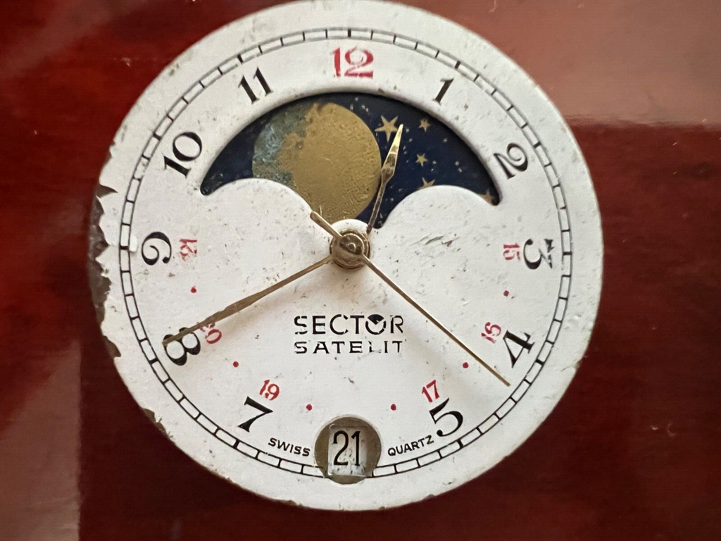 🔴 Movimento SECTOR quadrante orologio SATELIT fasi lunari lancette