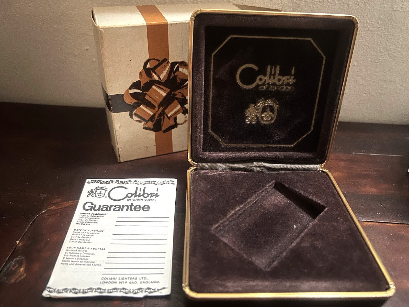 Colibri'Boîte Briquet Executive Elite Moire Moirette Monogas Vintage