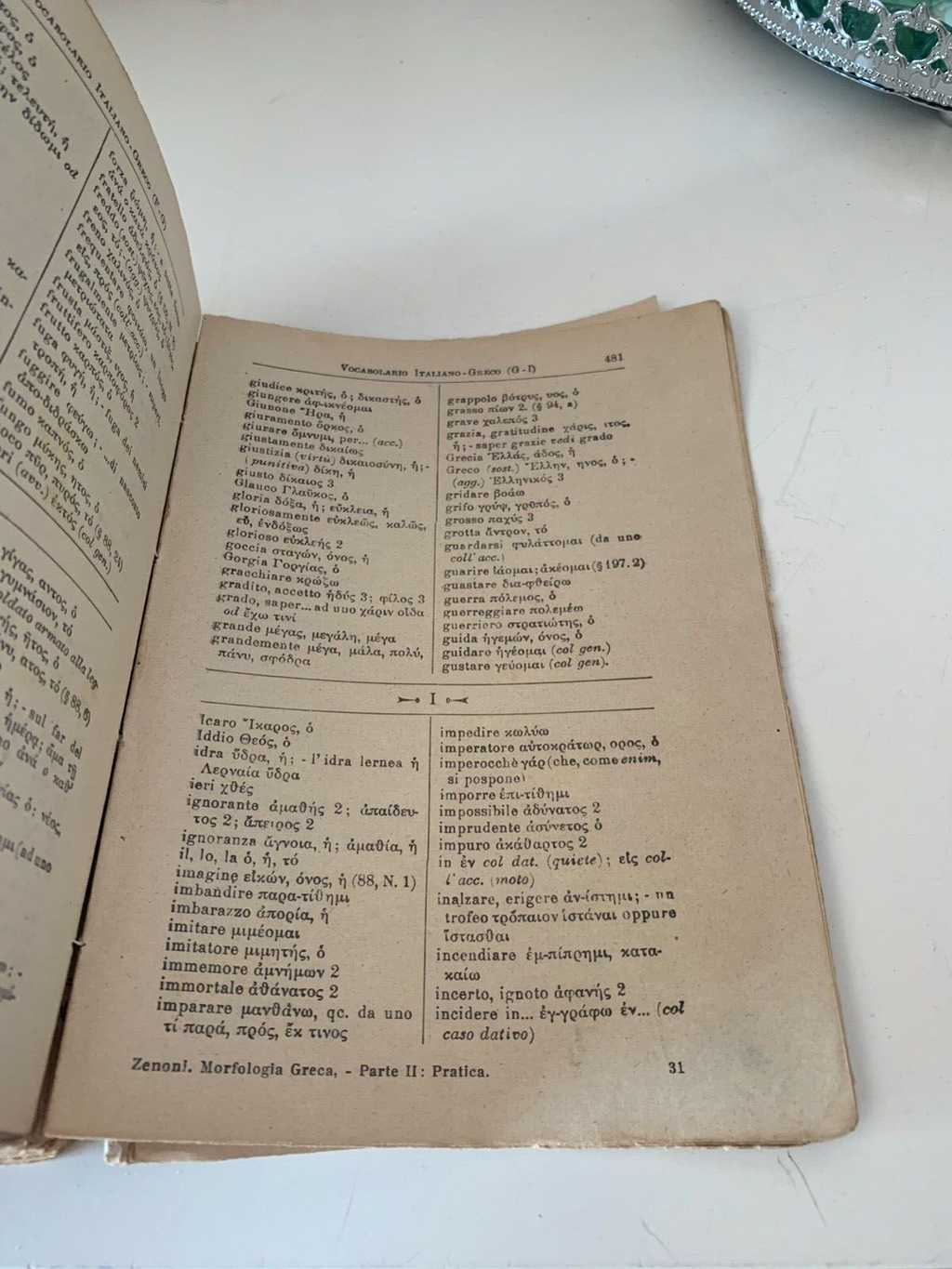 🔴 Book GREEK MORPHOLOGY by Giovanni Zenoni PERIOD 1946 