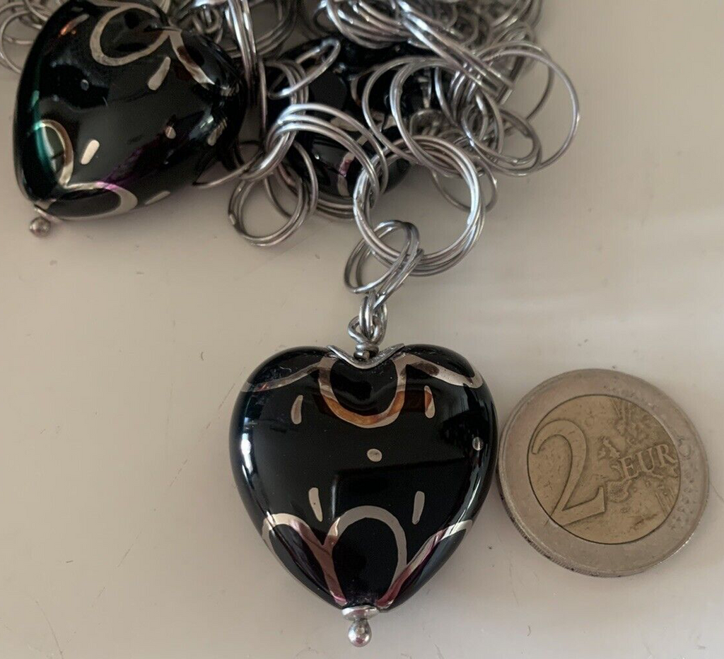 Collier, Collier Maria Cristina Sterling Tout en Argent Rhodié Et Cœurs 