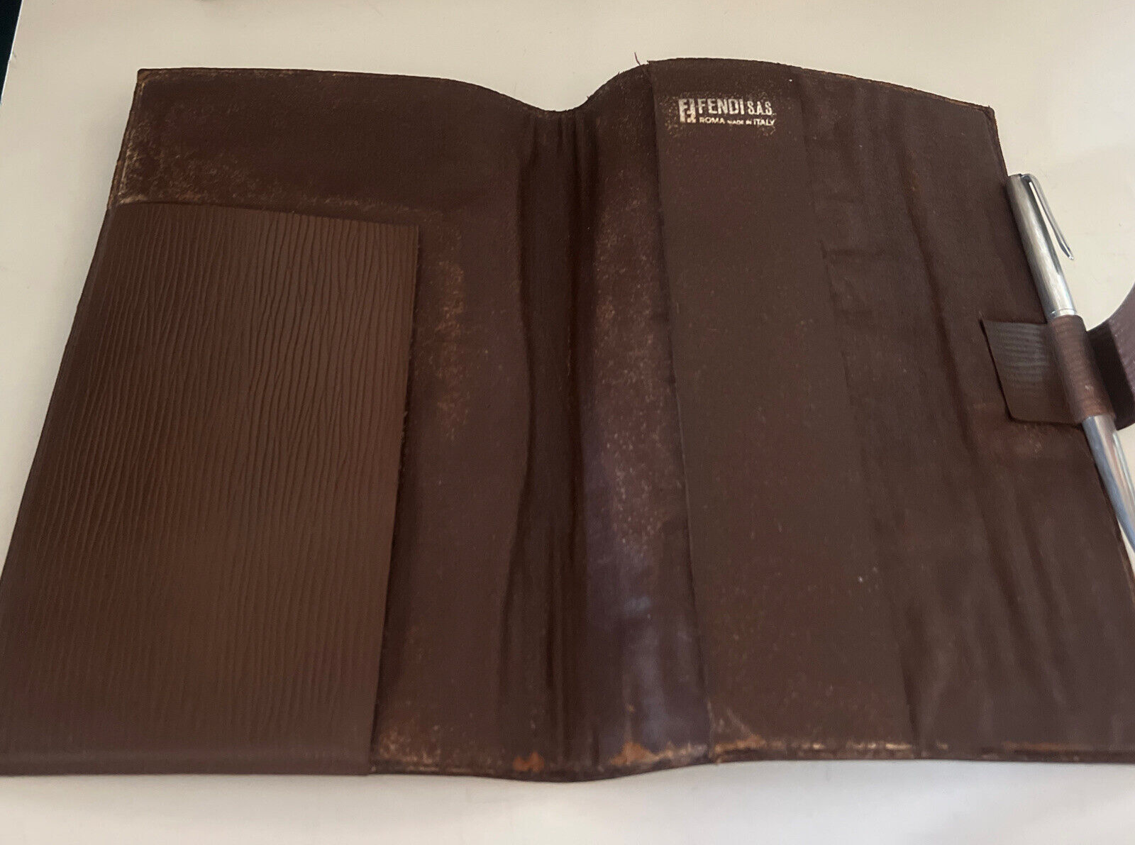 Fendi Port Agenda + Geldbörse Kürbisfarbener Stoff, kunststoffbeschichtet, Vintage 
