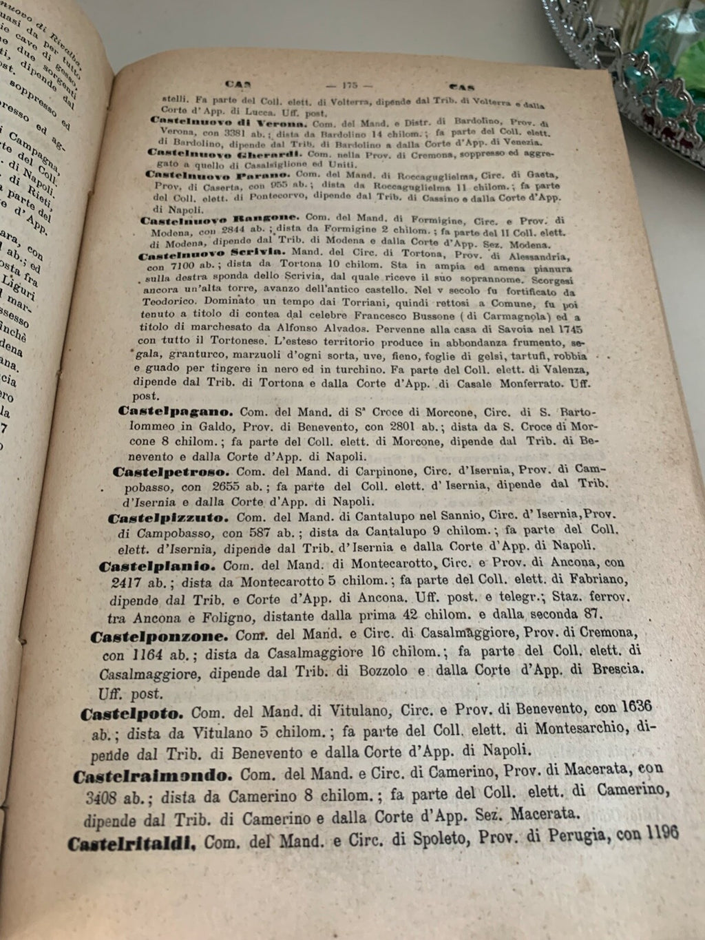 🔴 Book KINGDOM OF ITALY historical geographical dictionary Altavilla antique 1875 