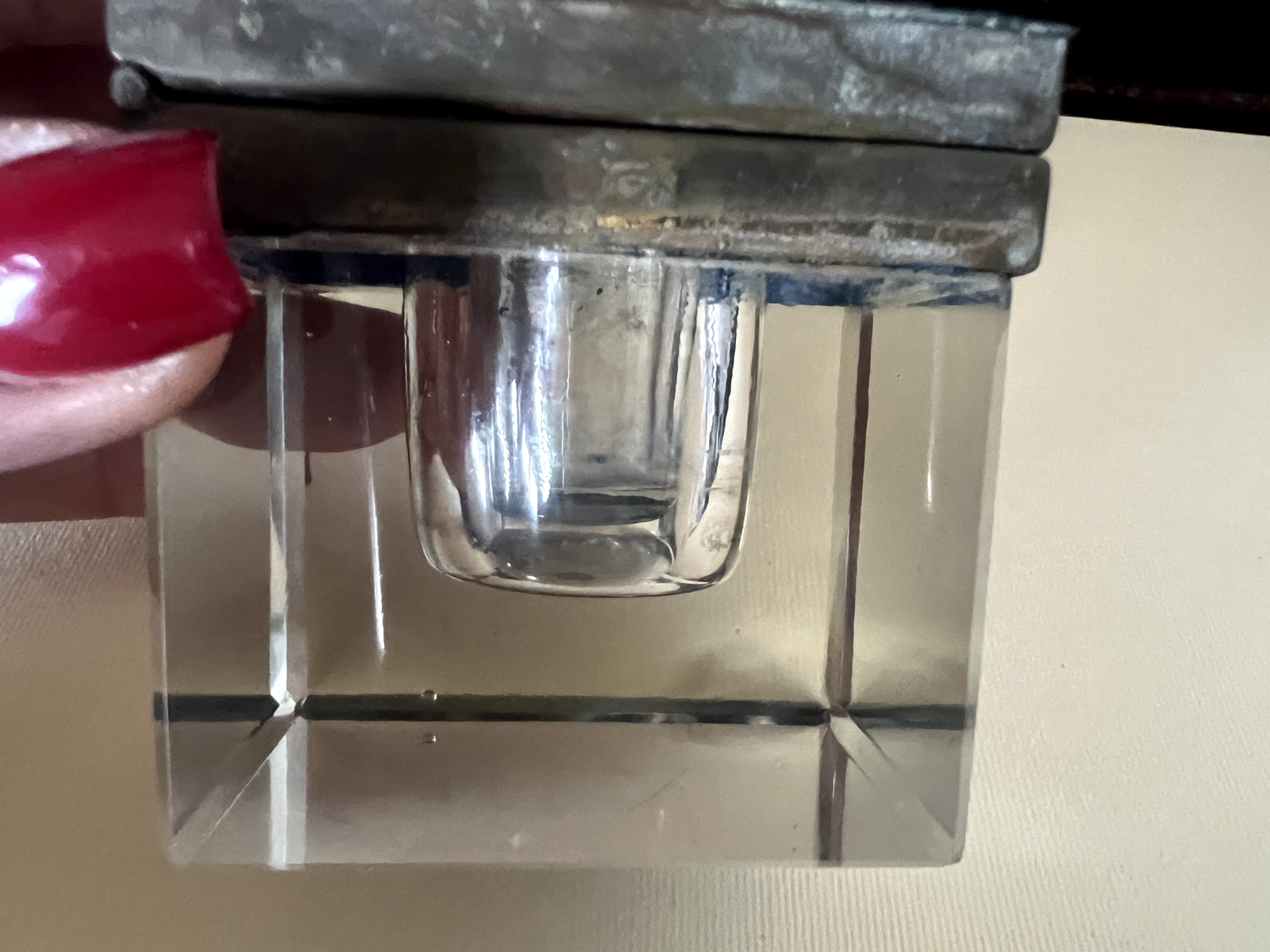 🔴 CALAMAIO inchiostro penna stilografica da scrivania VETRO marmo vintage