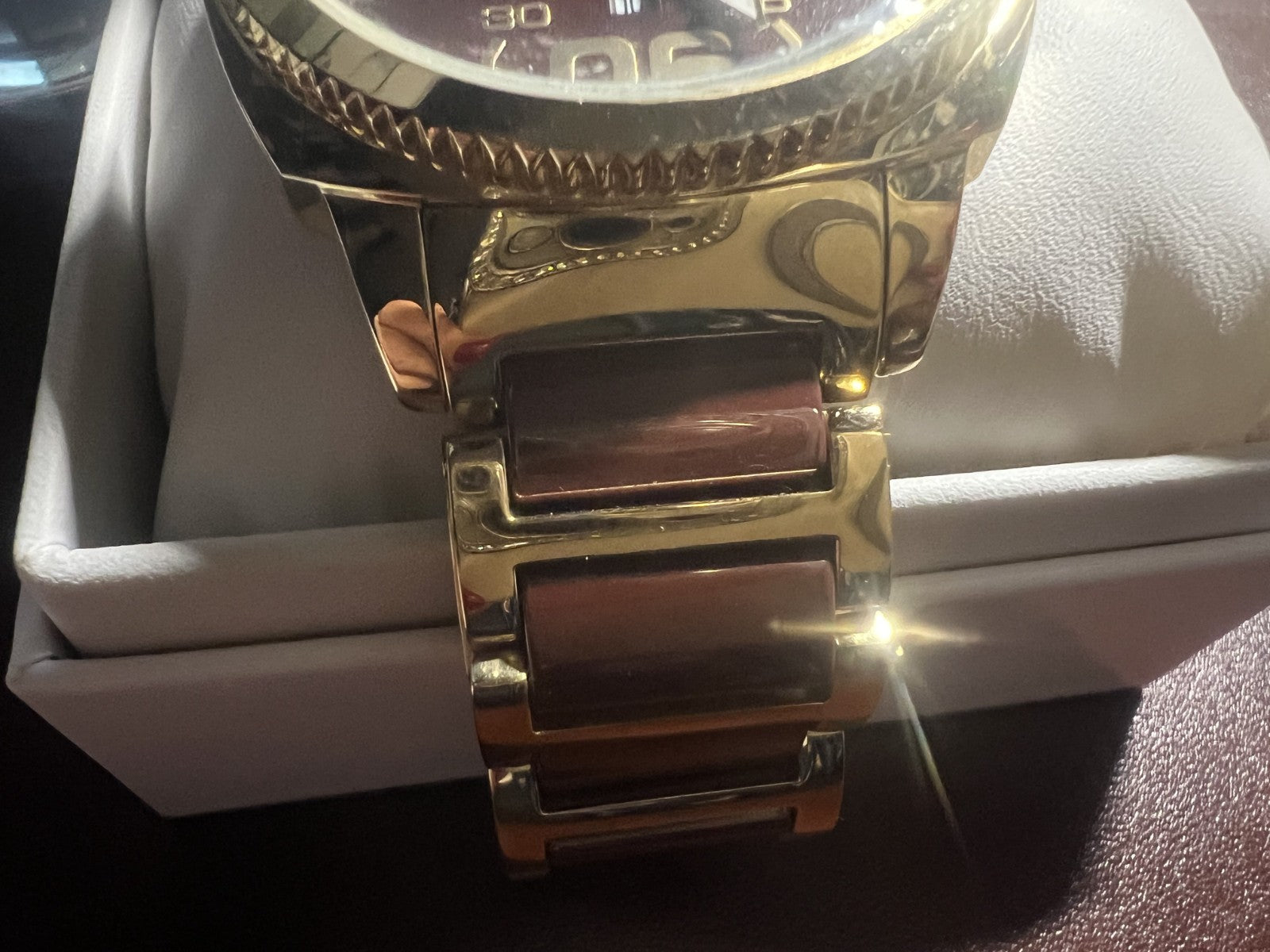 🔴 ALEXANDER MILTON orologio uomo placcato oro ceramica quarzo 3 ATM NOS