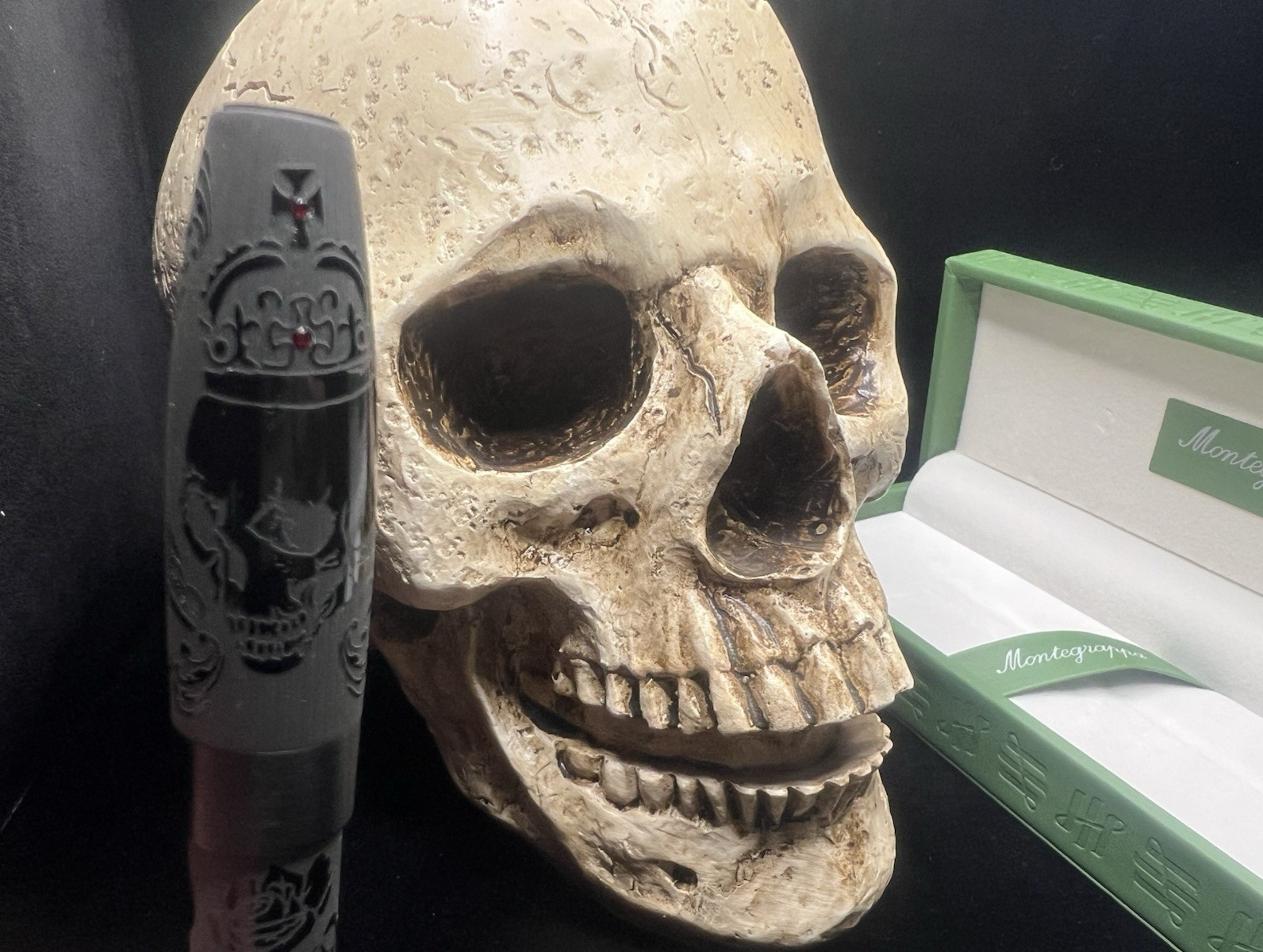 🔴 MONTEGRAPPA penna sfera Fortuna teschio Crowned Skull Edizione Limitata NOS