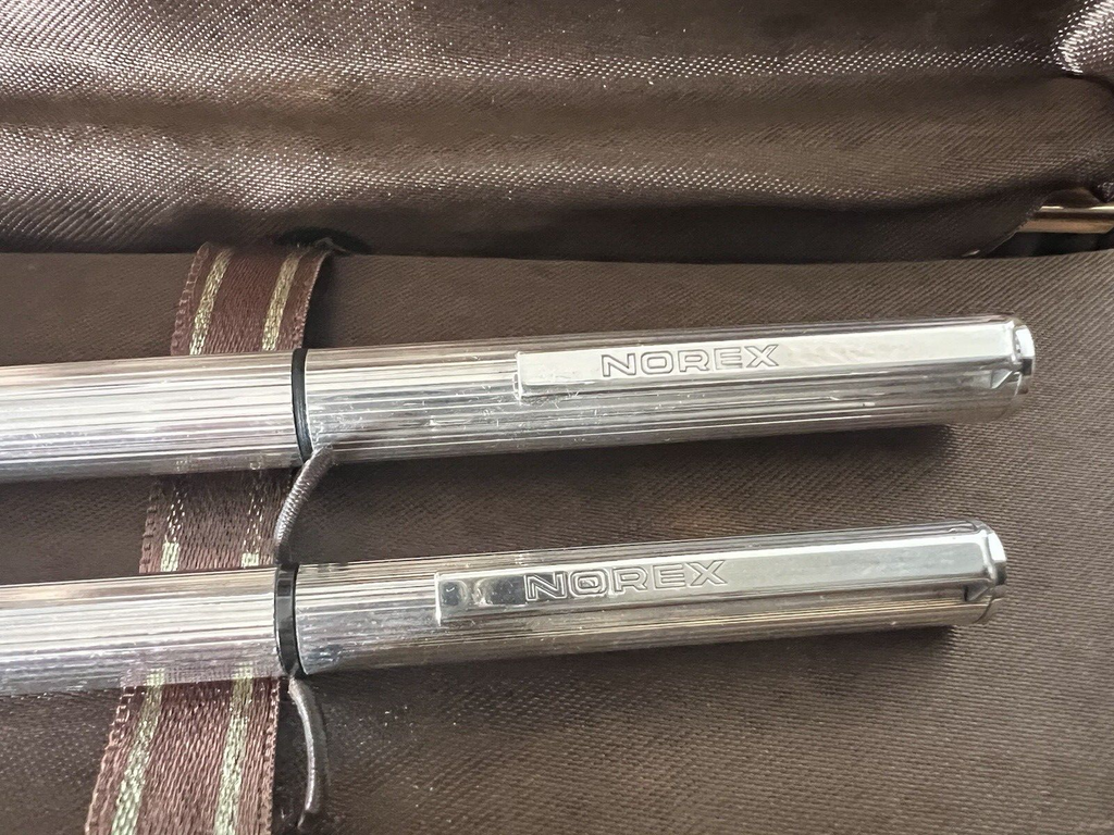 🔴 NOREX penne stilografica ARGENTO MASSICCIO 925 pennino ORO + sfera garanzia