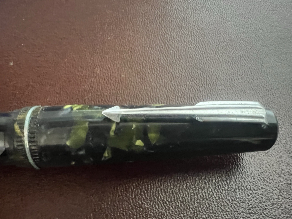 OMEGA Stylo À Plume En Celluloïd Vert A.V.M À Levier Écrit Vintage