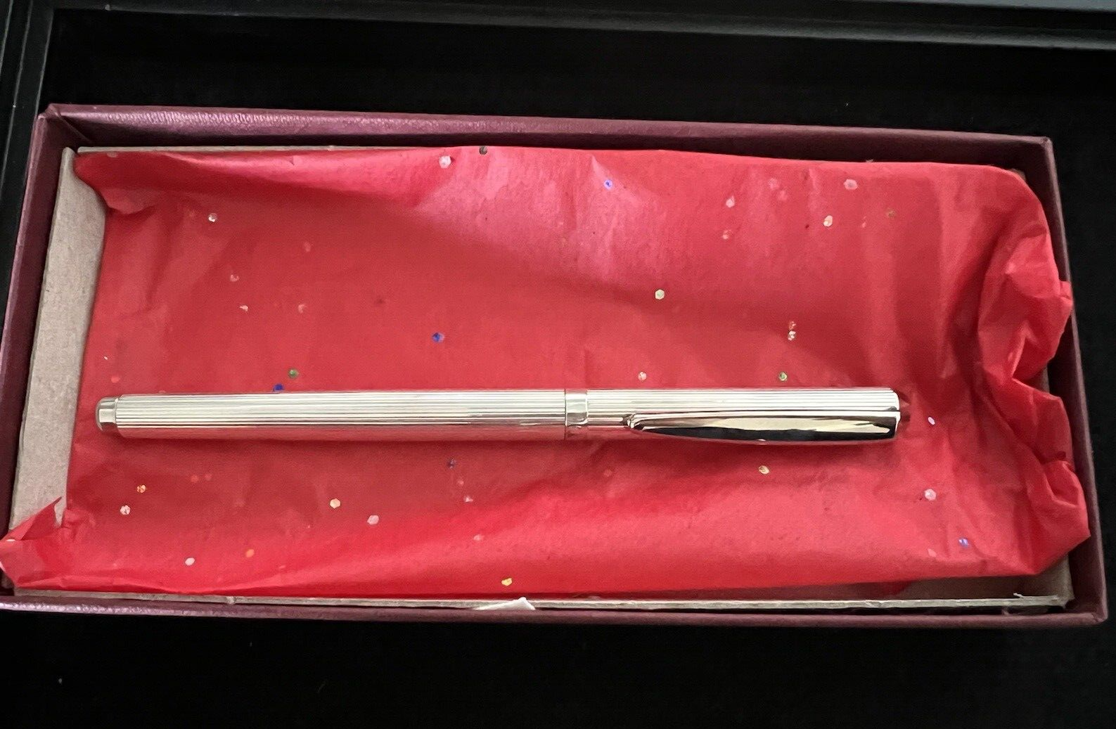 🔴 SETTELAGHI penna stilografica ARGENTO MASSICCIO 925 righe cartuccia scrive 5