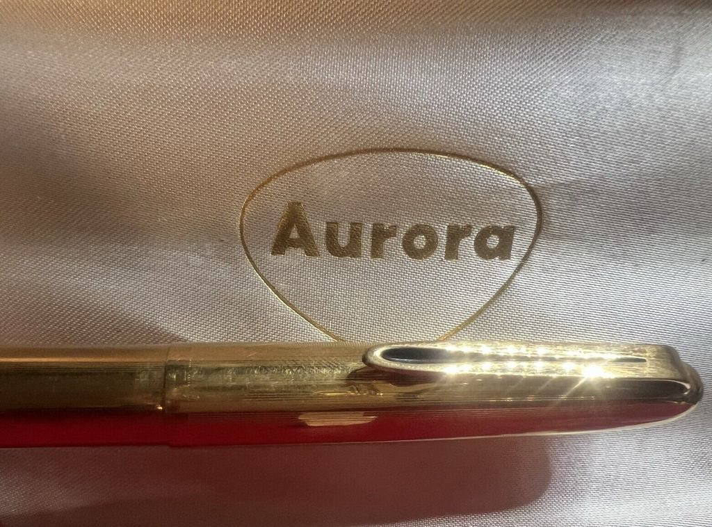 🔴 AURORA penna stilografica 88K Aquila placcata pennino ORO M vintage 2196034
