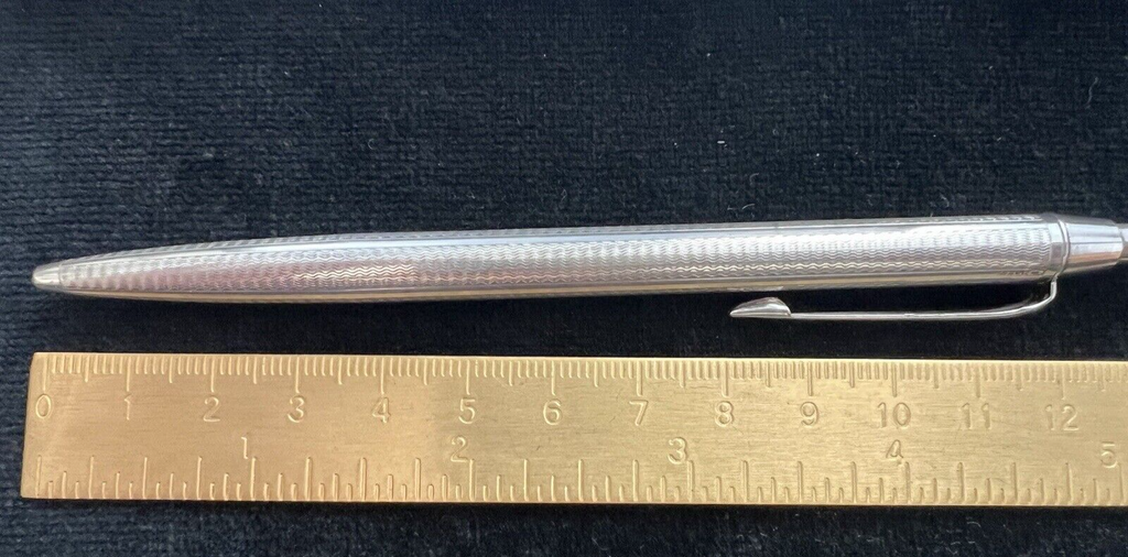 Stylo-Plume Sphère Argent Massif 925 Ciselé Bas-Relief Guillocchè 14 