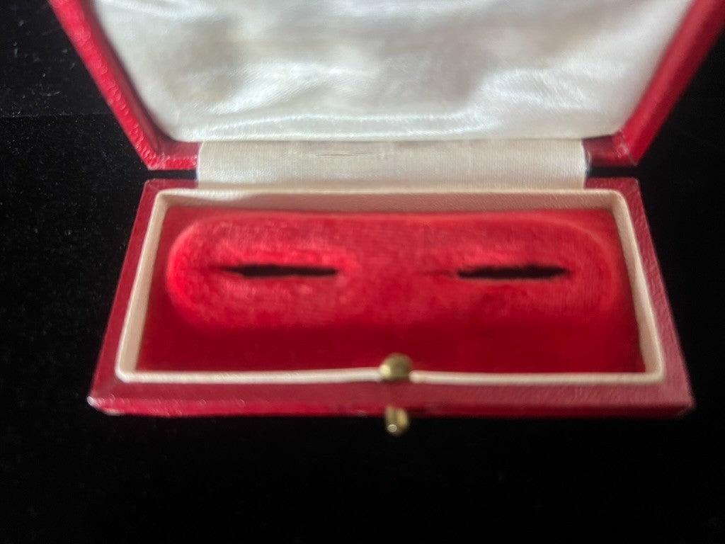 🔴 Scatola orecchini gemelli interno rosso velluto e raso portagioie vintage '50