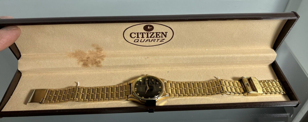 Citizen Montre Hommes D'Or GN0 S6100S5779 Quartz avec Boîte Vintage