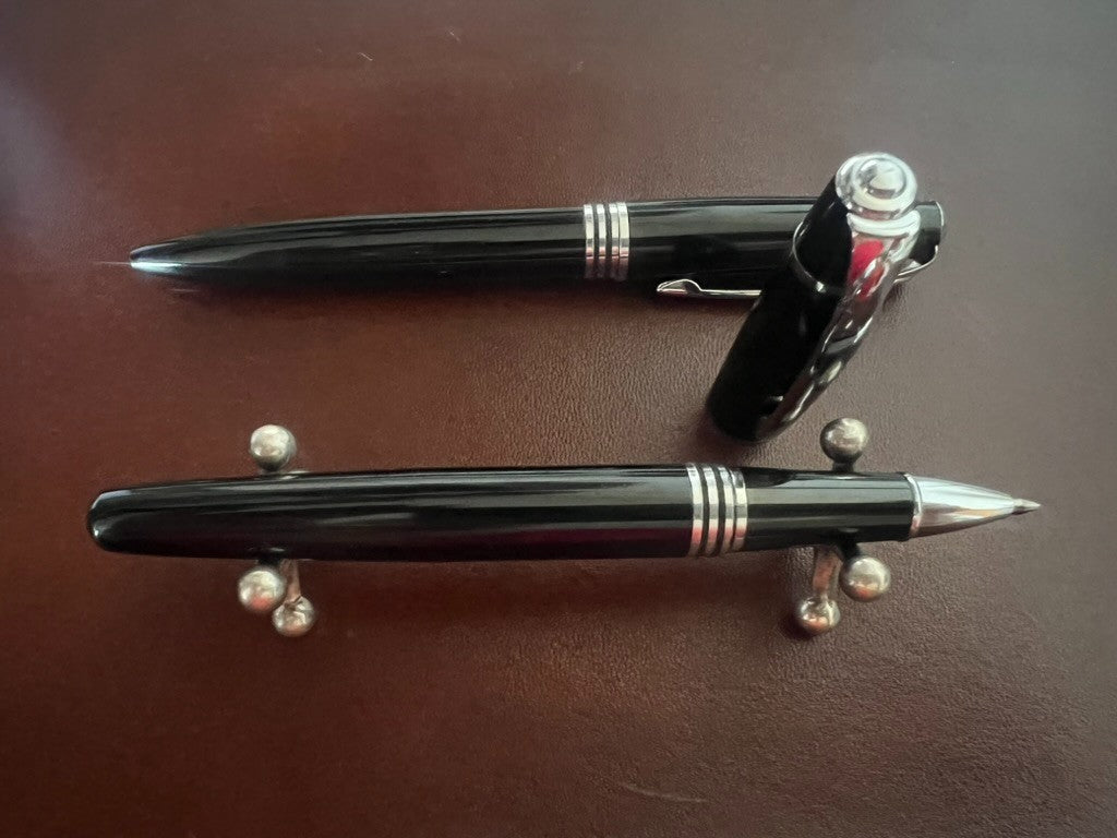 🔴 Penna sfera e sfera penna refill roller nera profili cromati con astuccio