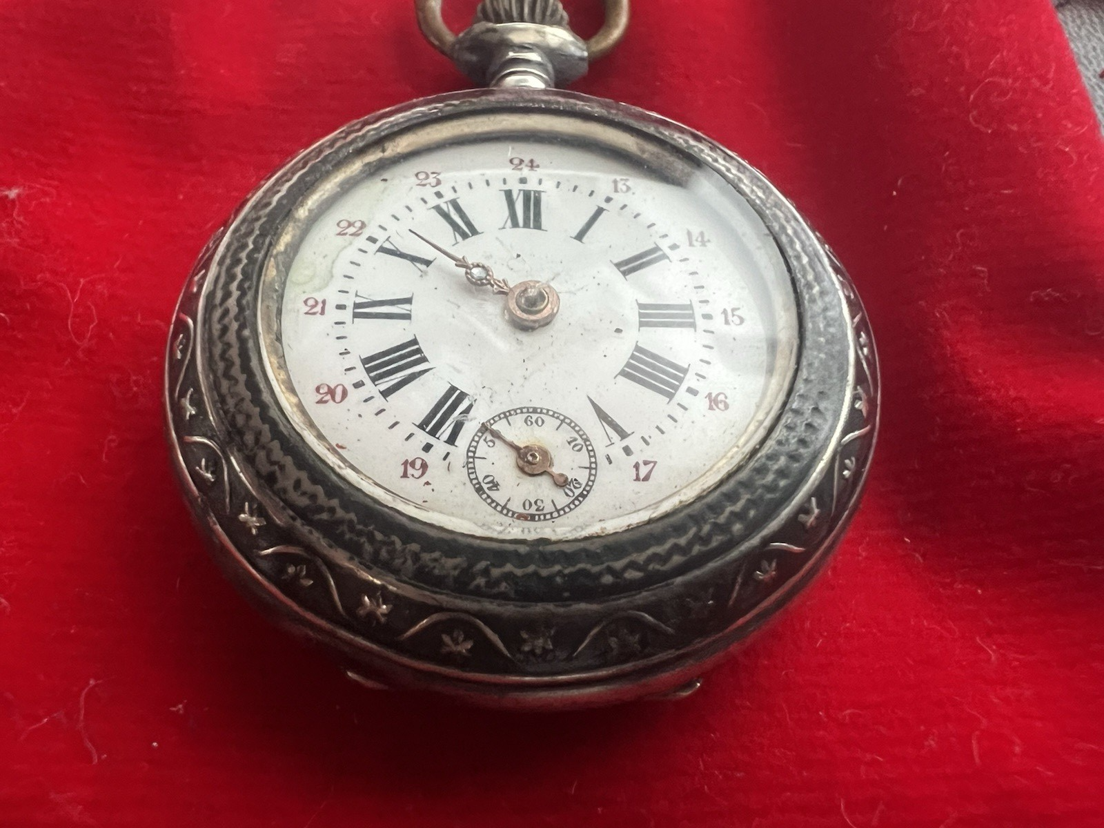 🔴 Orologio tasca ARGENTO 800 donna da revisionare parti vintage cilindri 5